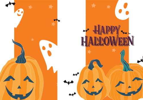 Halloween Greeting Cards - Happy Halloween - Pumpkins 10x7