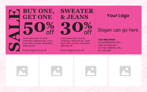 Postcard - Clothing Retail Store - Pink Box 8x5