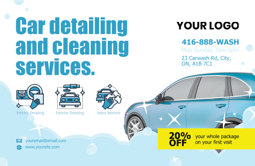 Postcard - Car Detail & Cleaning Services - Bubbles