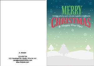 holiday photo card colored metallic ornaments