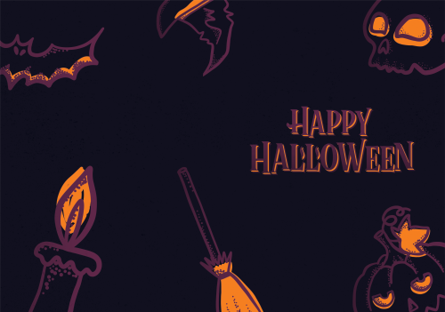 Halloween Greeting Cards - Happy Halloween -Dark Purple 10x7