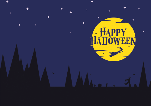 Halloween Greeting Cards - Happy Halloween - Witch in the Sky 10x7