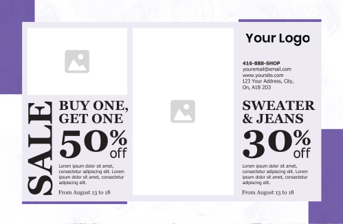Postcard - Clothing Retail Store - Purple Box 8.5x5.5