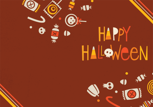 Halloween Greeting Cards - Happy Halloween -Candies 10x7