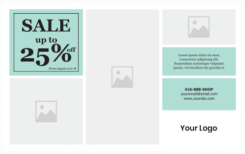 Postcard - Clothing Retail Store - Blue Boxes 8x5