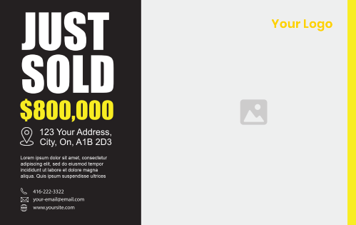 Postcard - RealEstate - Black and Yellow 8x5