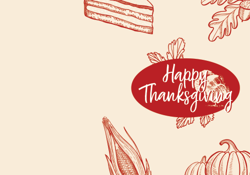 Thanksgiving - Happy Thanksgiving - Red 10x7