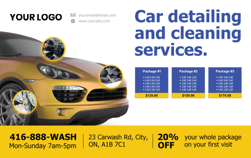 Postcard - Car Detail & Cleaning Services - Gold SUV 8x5