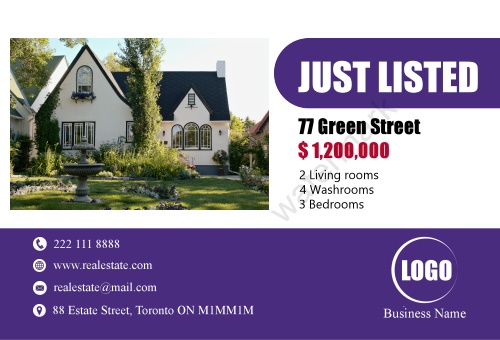 Real Estate Postcard - Purple