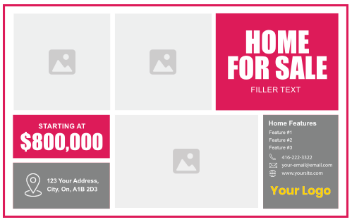 Postcard - RealEstate - Pink and Grey 8x5