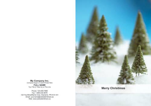 christmas card snow mini pine trees