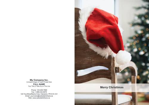 christmas card santa hat chair
