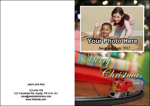 christmas photo card train