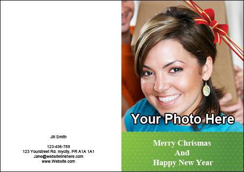 merry christmas happy new year green red ribbon photo