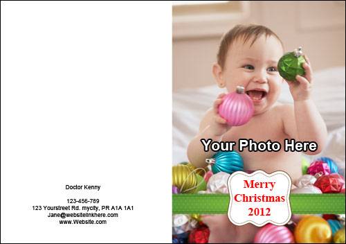 christmas card baby ball ornament ribbon