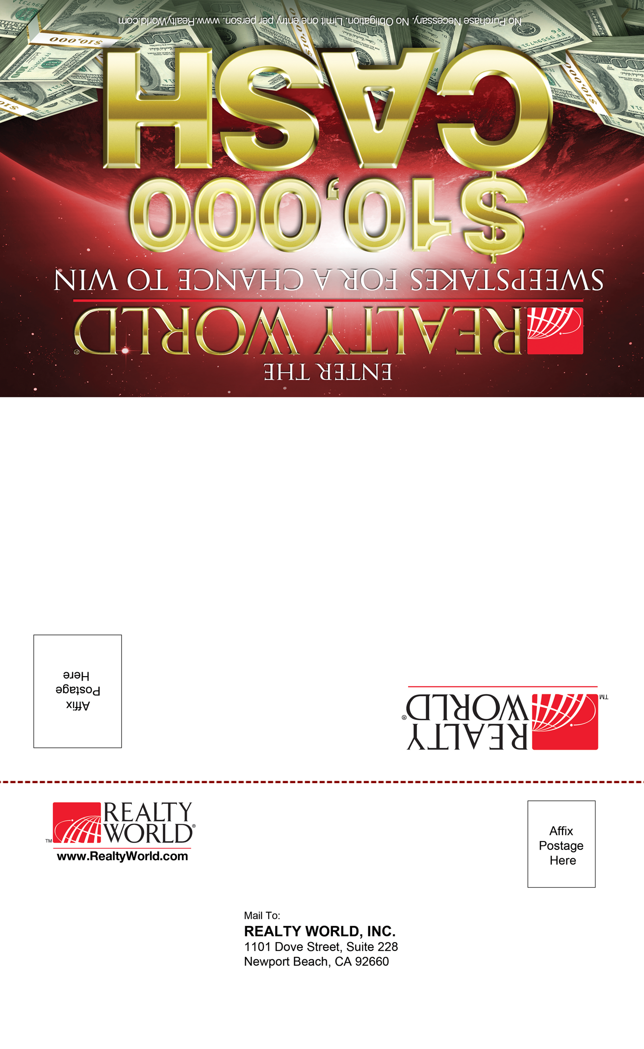 Realty World Sweepstakes Front