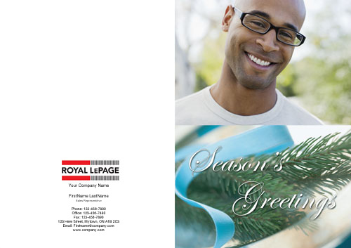 royal lepage seasons greeting photo card pine tree blue ribbon