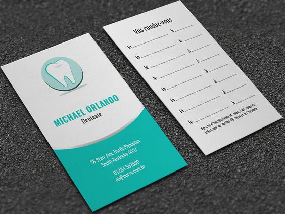 dentist business card or appointment card with a writable back